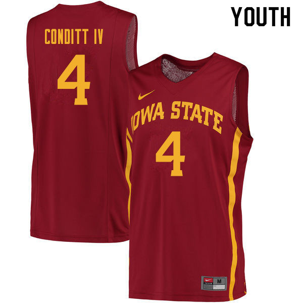 Youth #4 George Conditt IV Iowa State Cyclones College Basketball Jerseys Sale-Cardinal - Click Image to Close